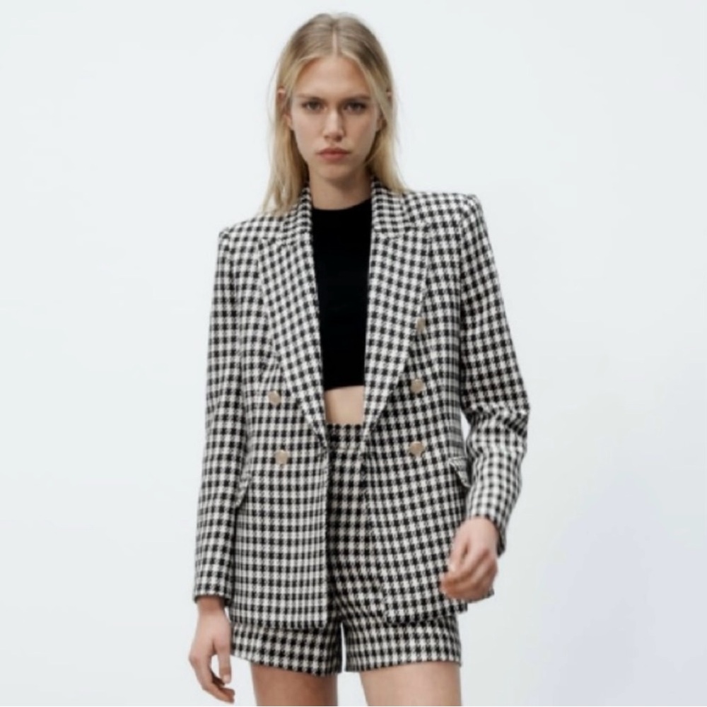 ZARA Houndstooth Short Suit